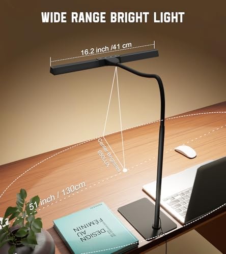 LED Desk Lamp for Home Office with Base, Eye-Caring Architect Task Light Black