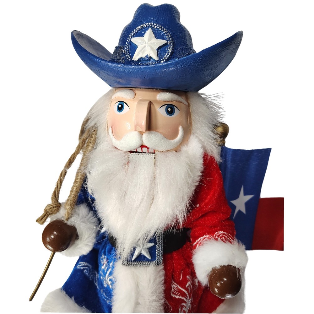 Texas Lonestar Santa Nutcracker 15 Inch