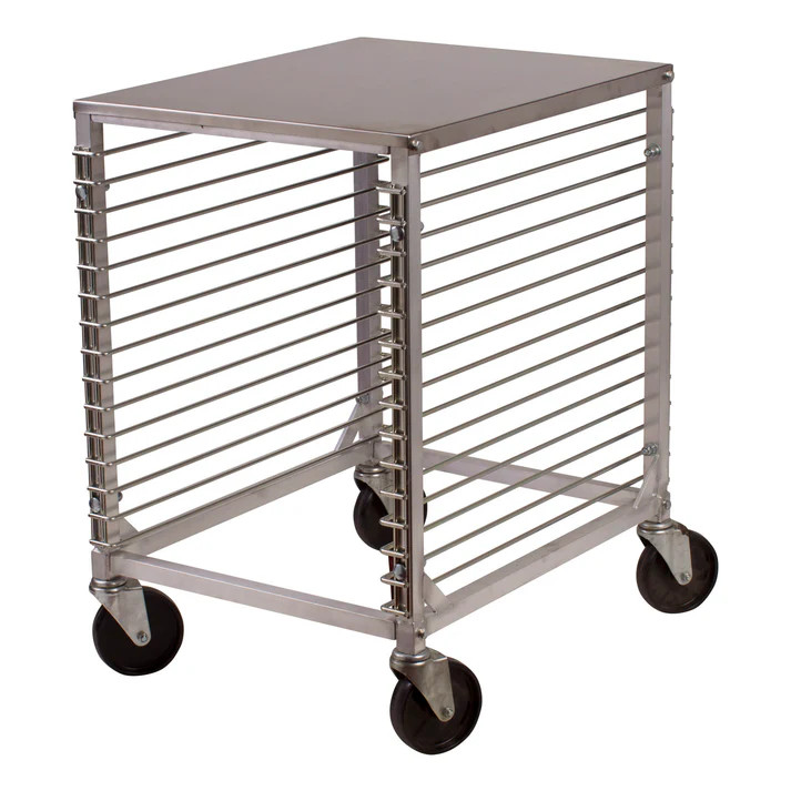 End Load Sheet Pan Rack Half Height 3/4 Inch Spacing Wire Slide Silver 15 Tier