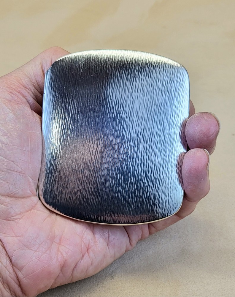 Xmas 1926 German Deco Shagreen Textured .800 Solid Silver Case nearly pristine