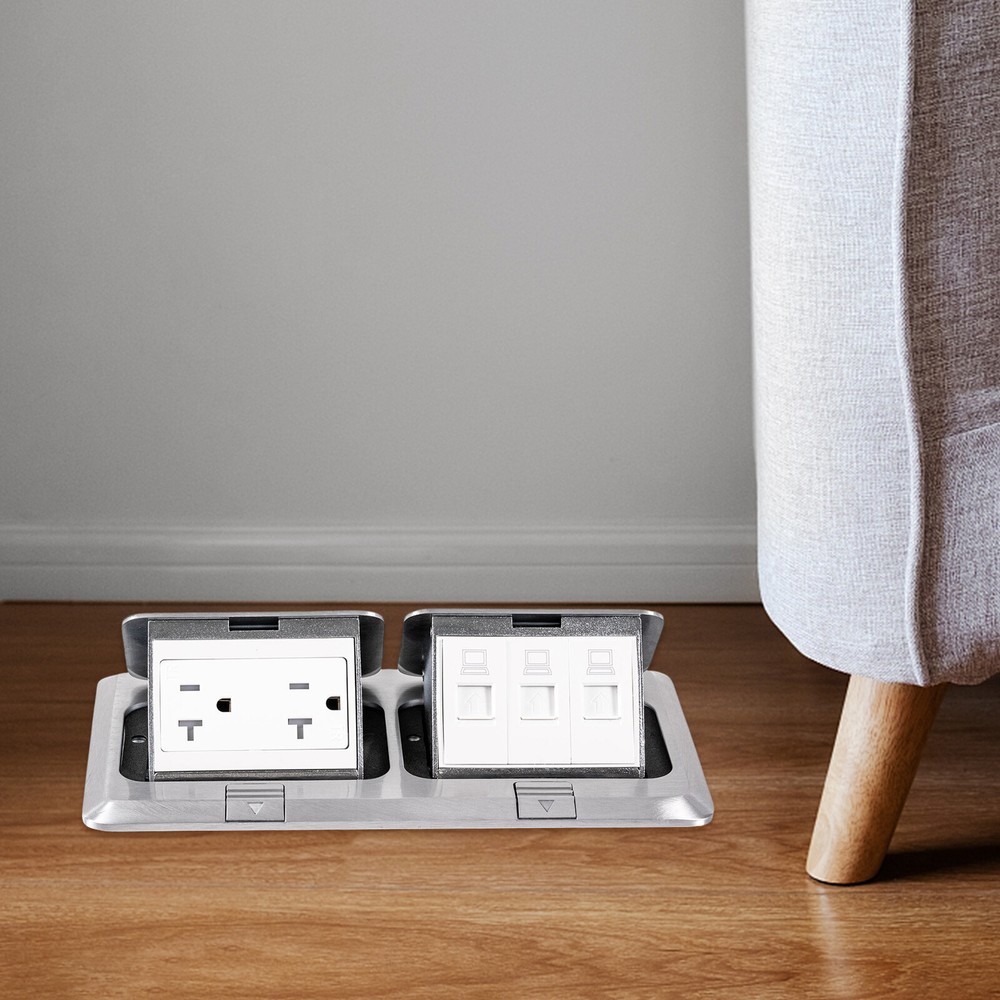Dual Pop Up Floor Outlet 20 Amp USB With Sockets Electrical Outlet Receptacle