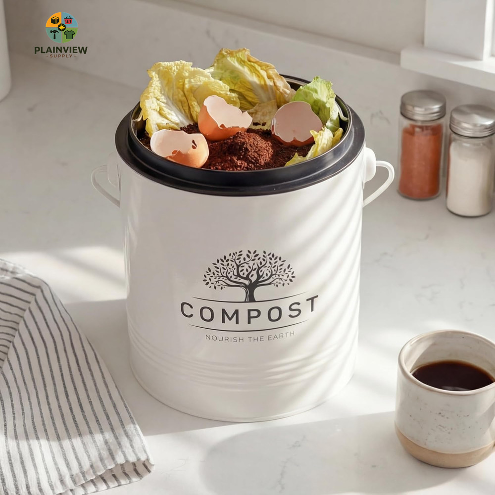 Kitchen Compost Bin, 1.3 Gallon Countertop Compost Bin with Lid, Indoor Compost