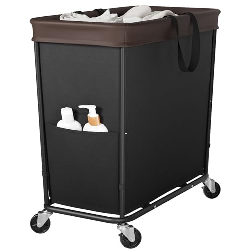 Laundry Basket with Wheels, 3-Section Rolling Hamper for 320L Black-3 Section