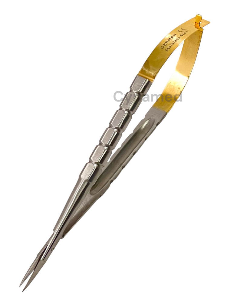 Castroviejo Scissors 6" Straight Micro with Gold Handle - Sharp Tips - German