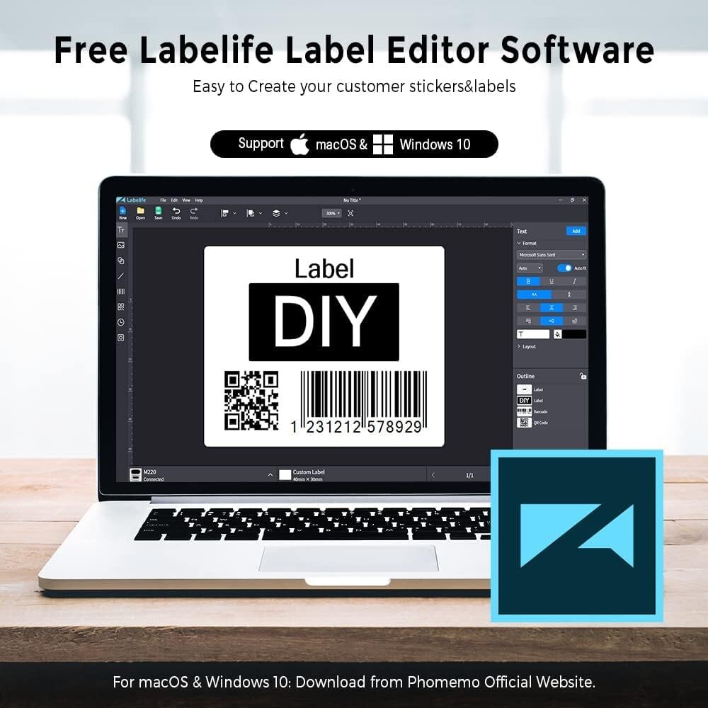 Phomemo M220 Label Maker Portable Printer Thermal Printer Support 20-80mm Label