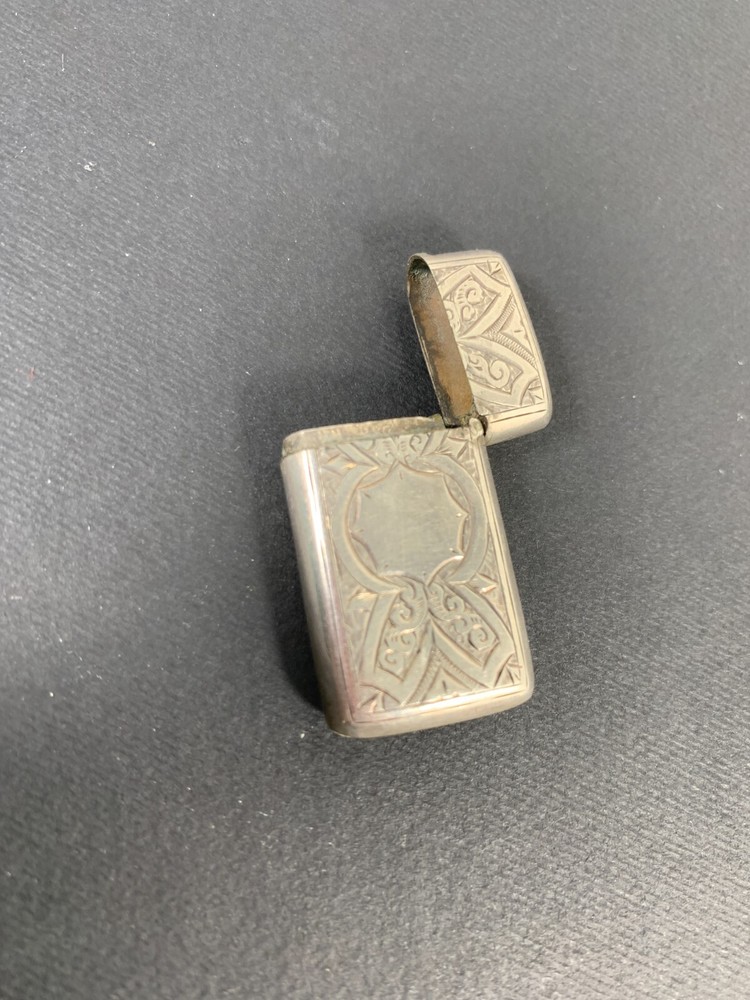 Small Victorian silver engraved vesta case, Birmingham 1887