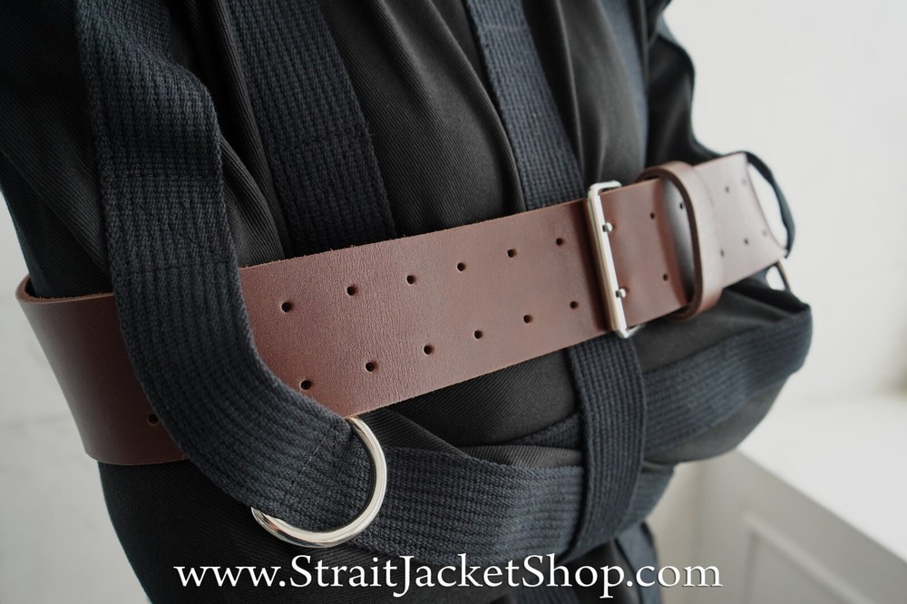 Black Straitjacket - Sides Crotch Strap Restraining Bondage Jacket High Quality