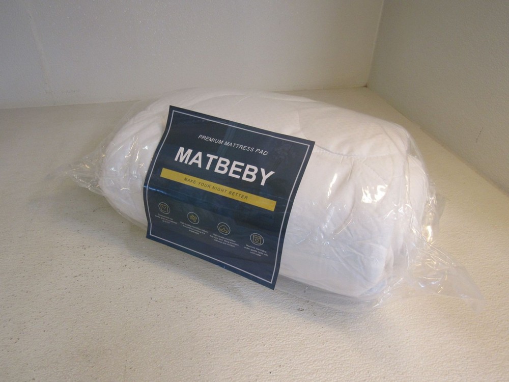 Matbeby Premium Mattress Pad King Quilted White
