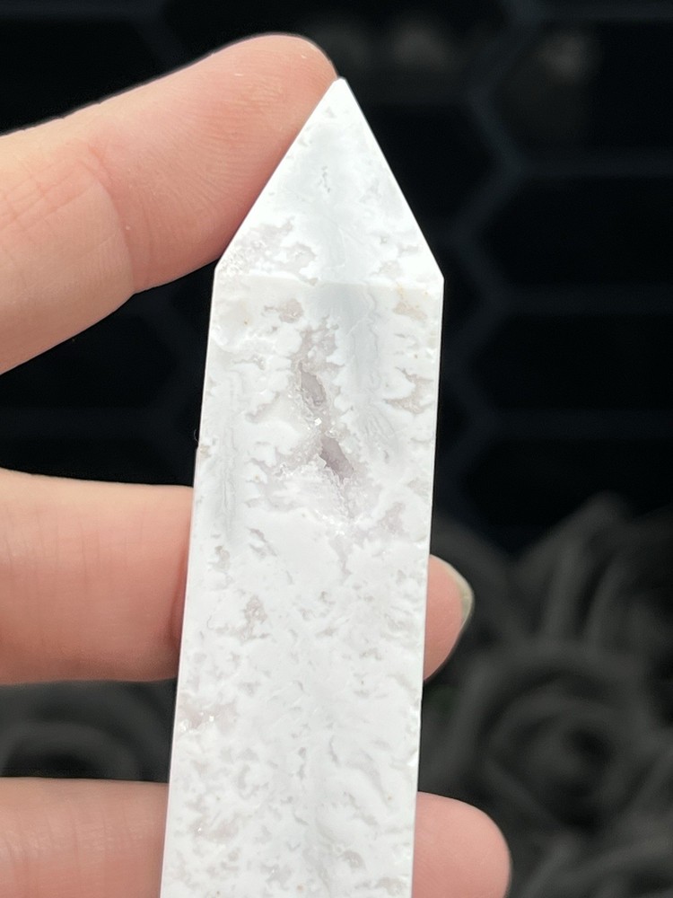 Natural White Agate Points Druzy L@@K Free ship & Gift