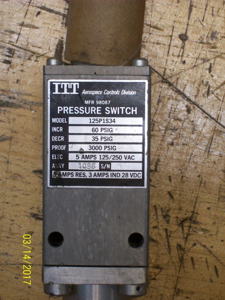 NEW ITT PRESSURE SWITCH , 125P1S34