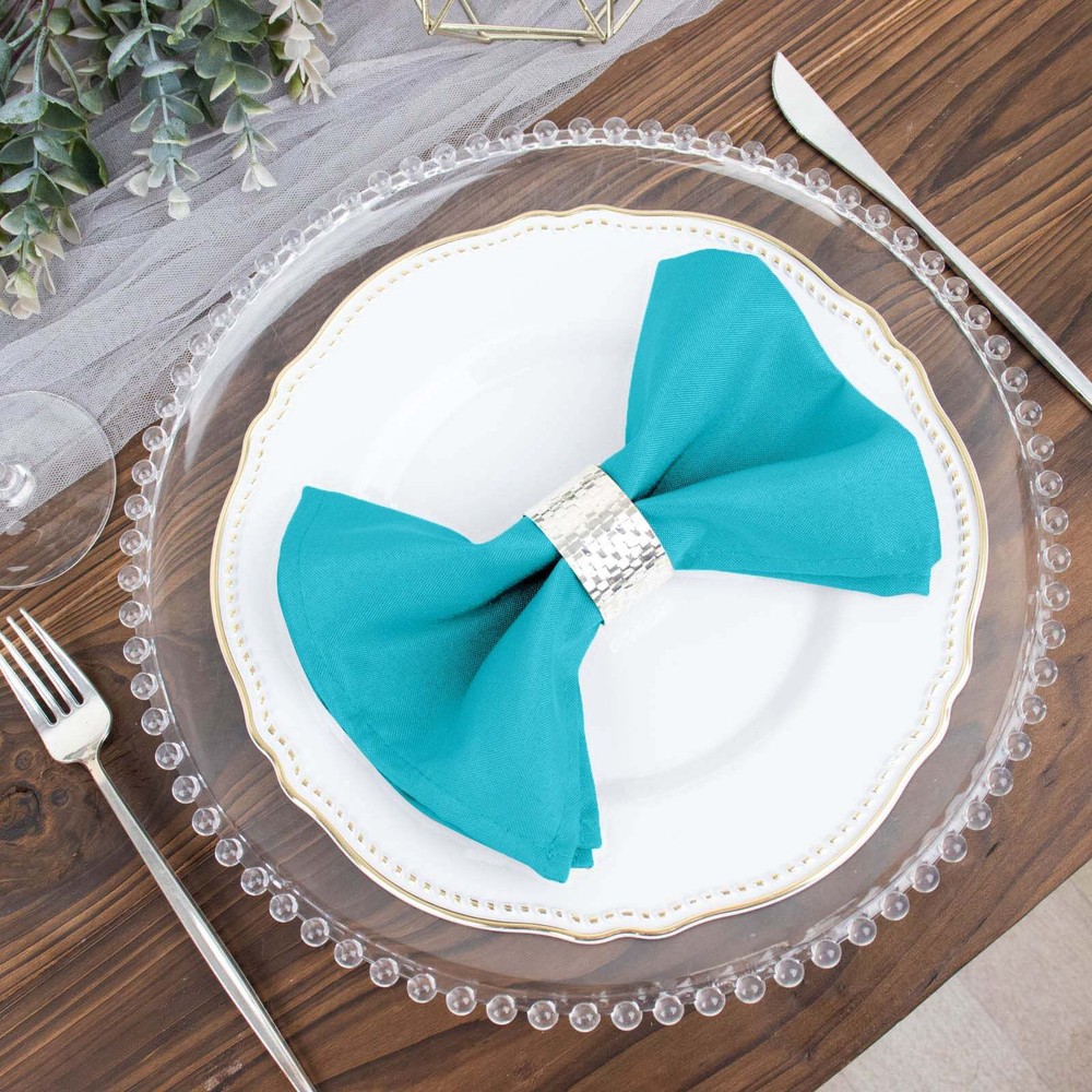 25 pcs Turquoise Polyester 17x17" TABLE NAPKINS Wedding Party Kitchen Linens