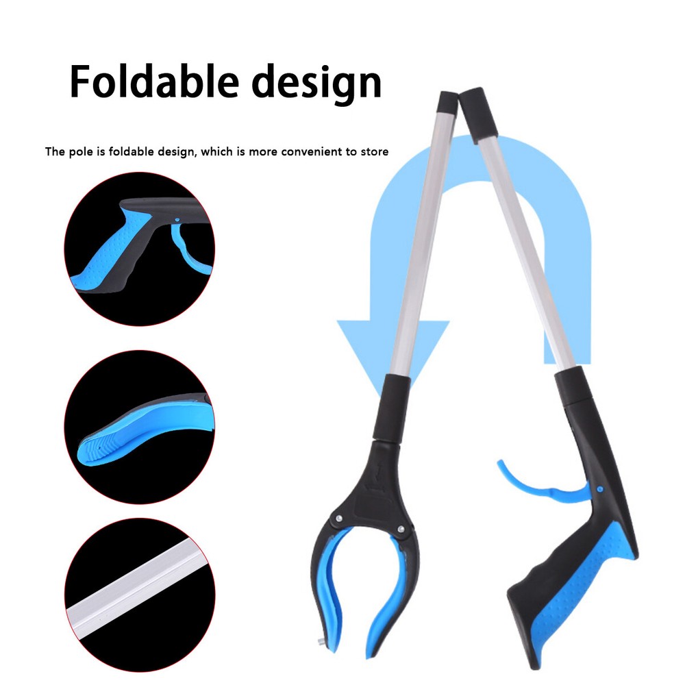 6 Pack Trash Grabber Reacher Tool for Elderly, 32" Foldable Trash Picker (Blue)