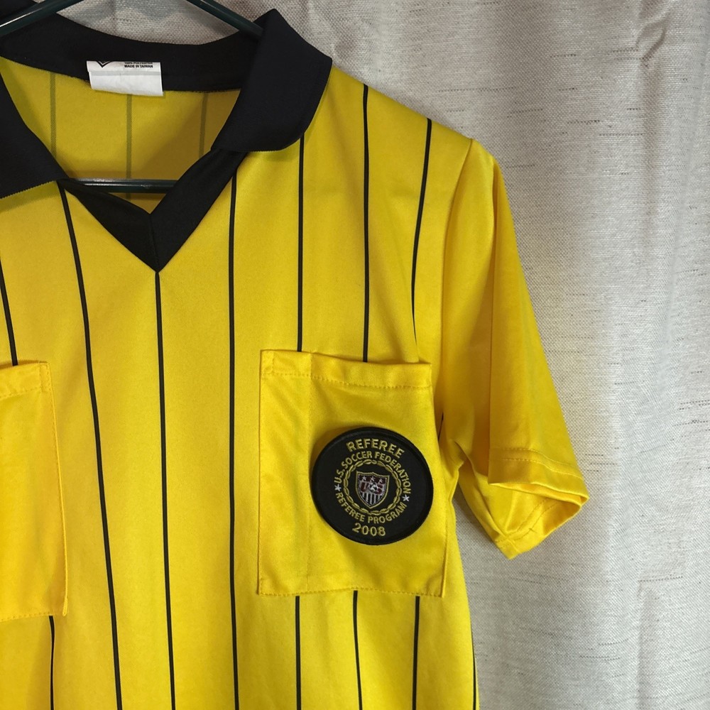 2008 U.S. SOCCER Federation Referee PROGRAM Yellow Black Striped Ref Shirt Small