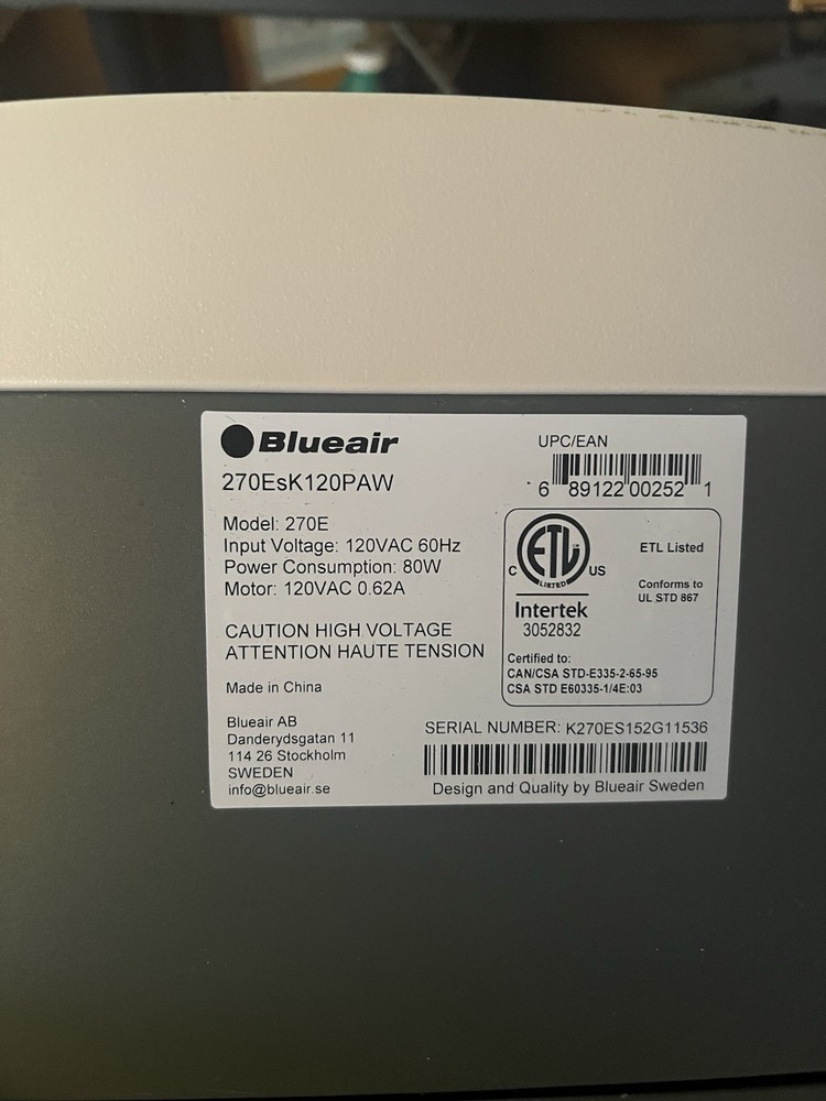 Blueair 270E Hepa Silent Air Purifying System