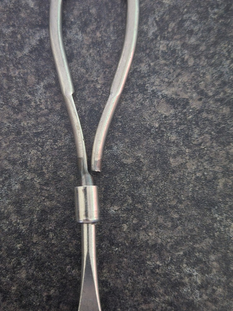 antique early twisted iron twist wire handle screwdriver tool silver wrap sewing