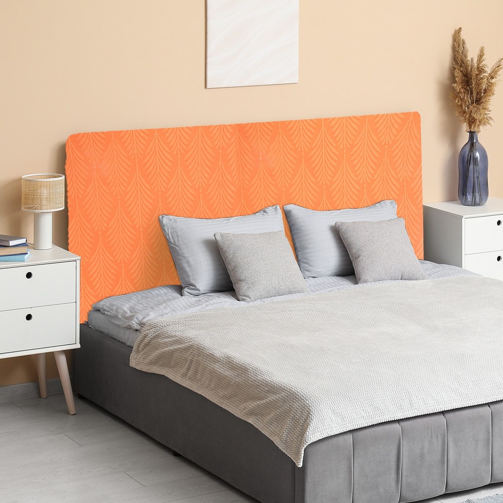 Bed Headboard Slipcover, 47" Jacquard Stretch Protector Covers, Orange