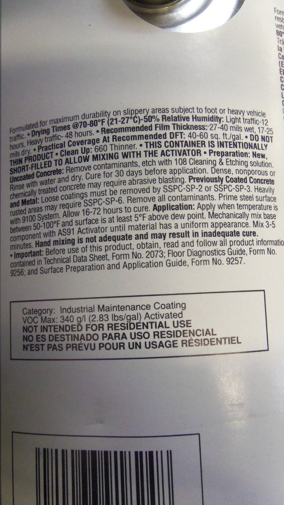 RUST-OLEUM AS9182 425 AS9182425 SILVER GRAY HIGH PERFORMANCE FLOOR COATING KIT