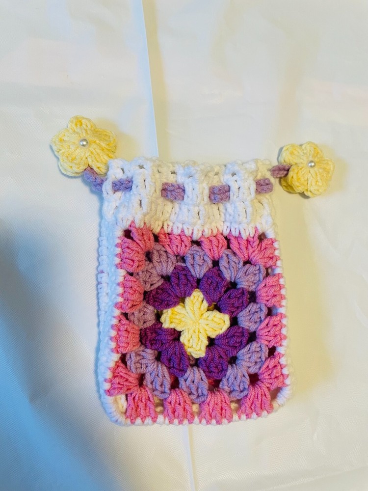 Crochet drawstring bag