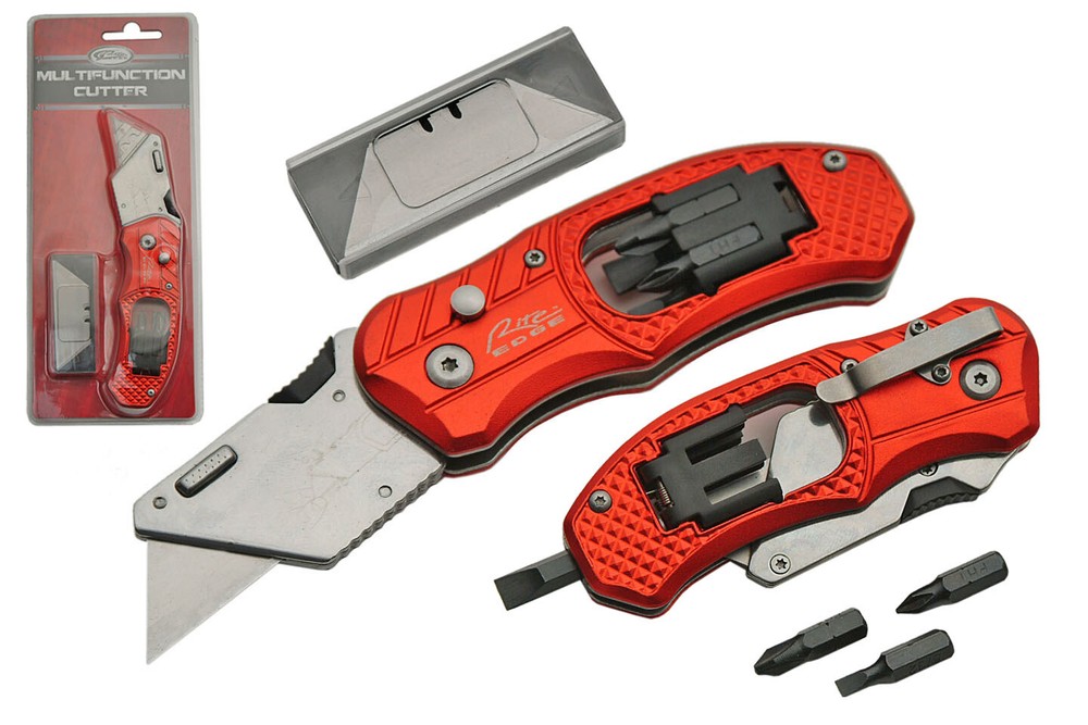 Button Lock Utility Razor Knife Box Cutter Screwdriver HVAC Sheetrock Multi Tool
