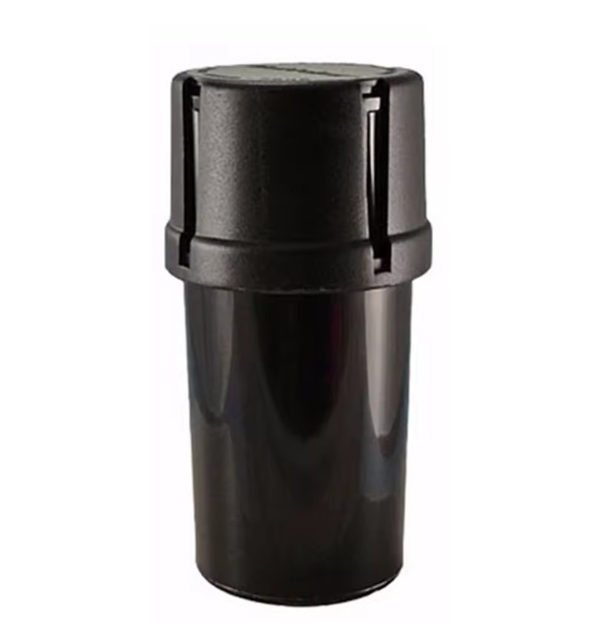 Twist top grinder container with a pre-roll cigarette case (black)
