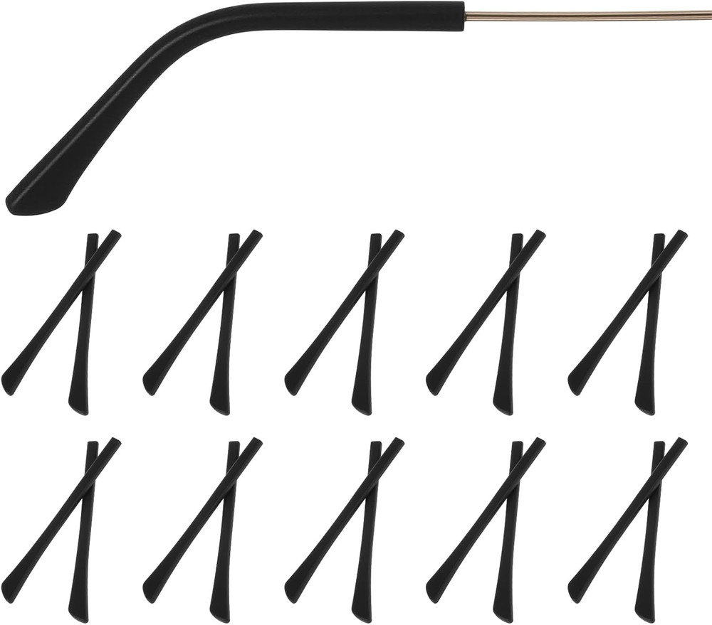 Anti-Slip Silicone Eyeglass End Tips Eyeglasses Replacement Temples Black