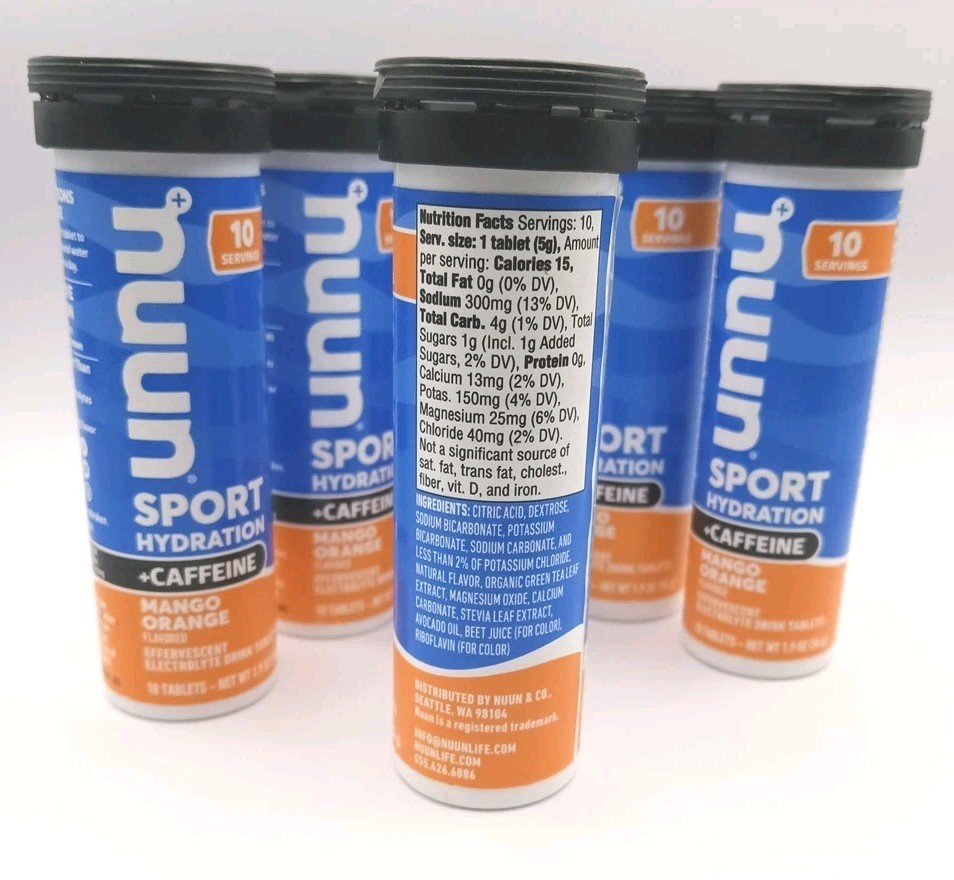 (6) NUUN Caffeine Mango Orange Effervescent Electrolyte Tablets FAST 📭 🚚§}