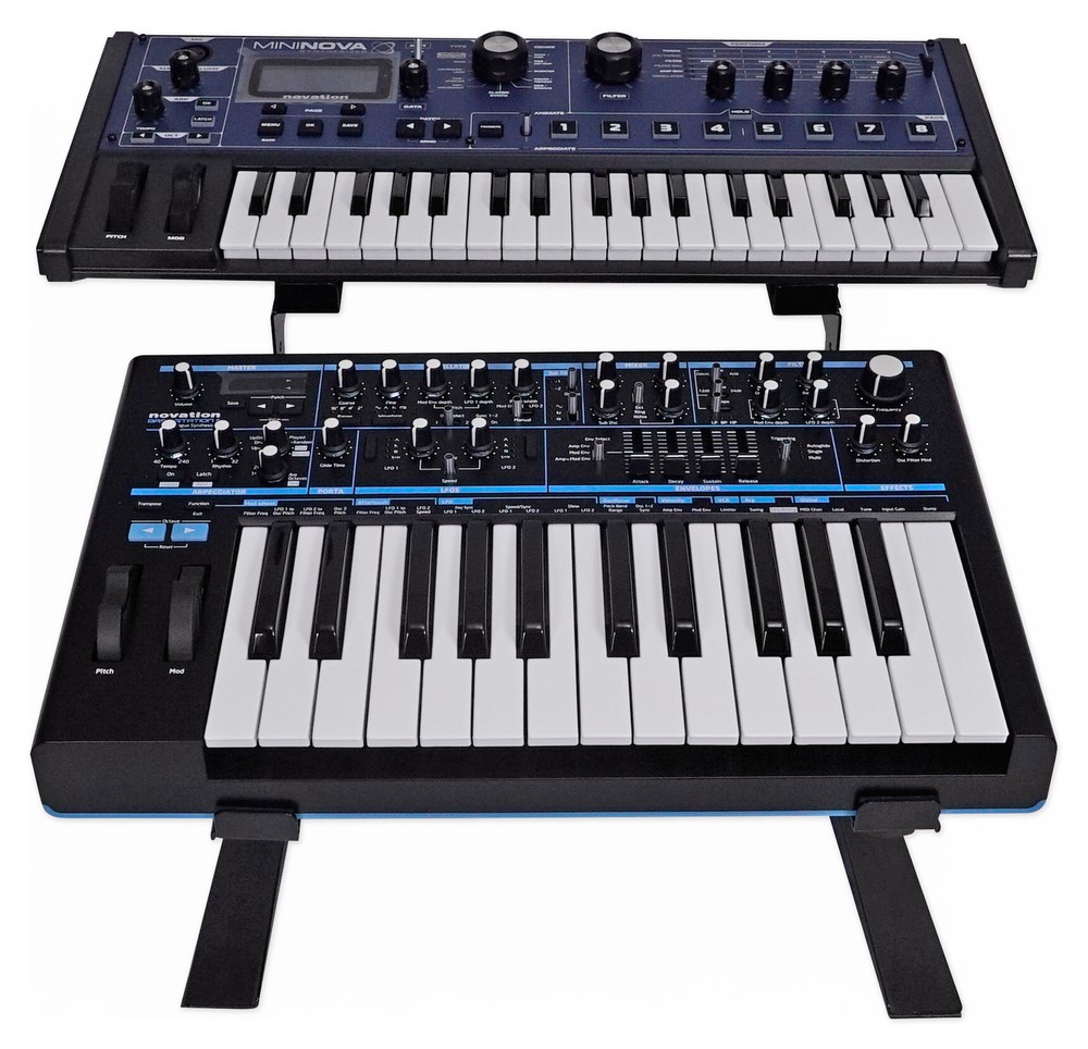 Rockville Dual Shelf Laptop+Controller Stand for M-Audio Code 49 Keyboard