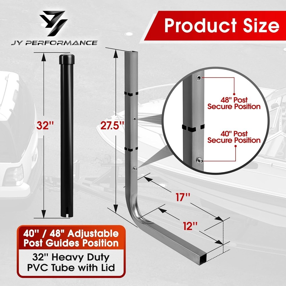 Boat Trailer Guide-ons, 40"/48" Adjustable, Rustproof Electro-Galvanized Stee...