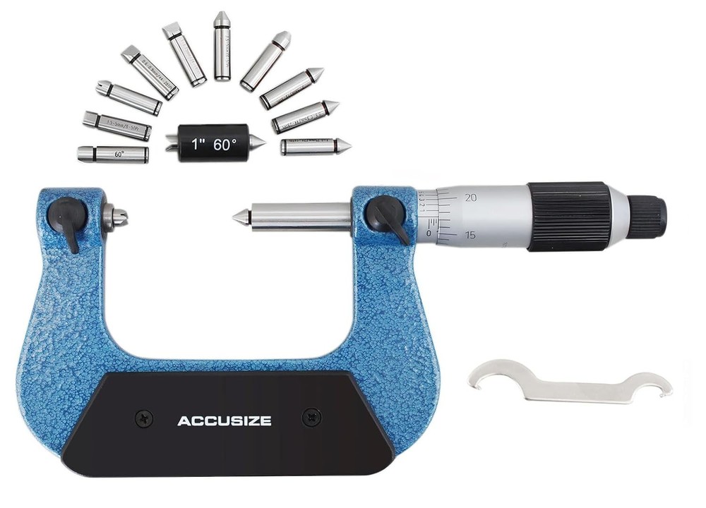 1-2'' X 0.0001'' Screw Thread Micrometer with 5 Anvil in Fitted Box,