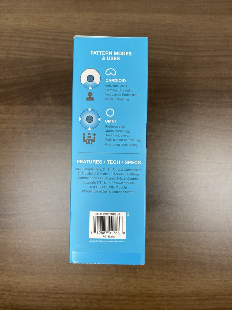 JLab Go Talk USB Desktop Microphone Black - 2 Directional Pattern Modes