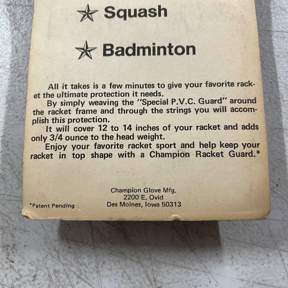 Vintage Champion Racket Guard Clear Rope Wrap