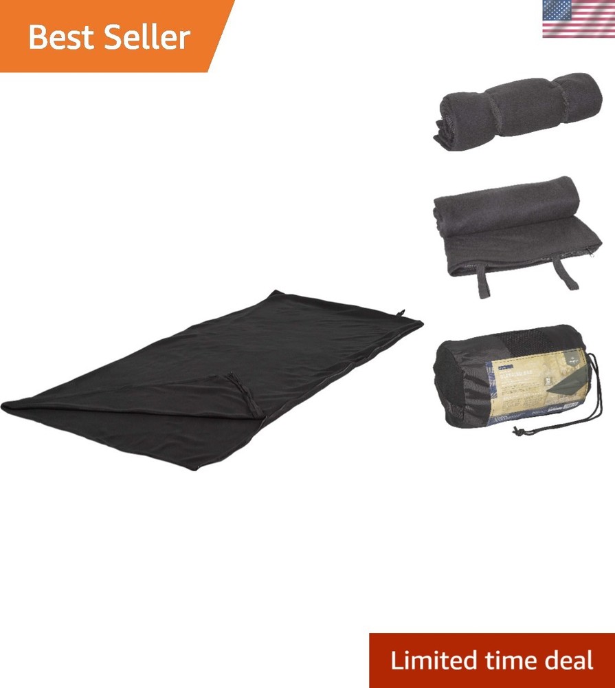 Comfortable Rectangular Black Fleece Sleeping Bag - 32x75 Inches - For Travel