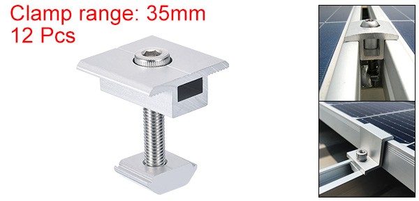 12Pcs 35mm Solar Panel Middle Clamp Mid Clips for Mounting