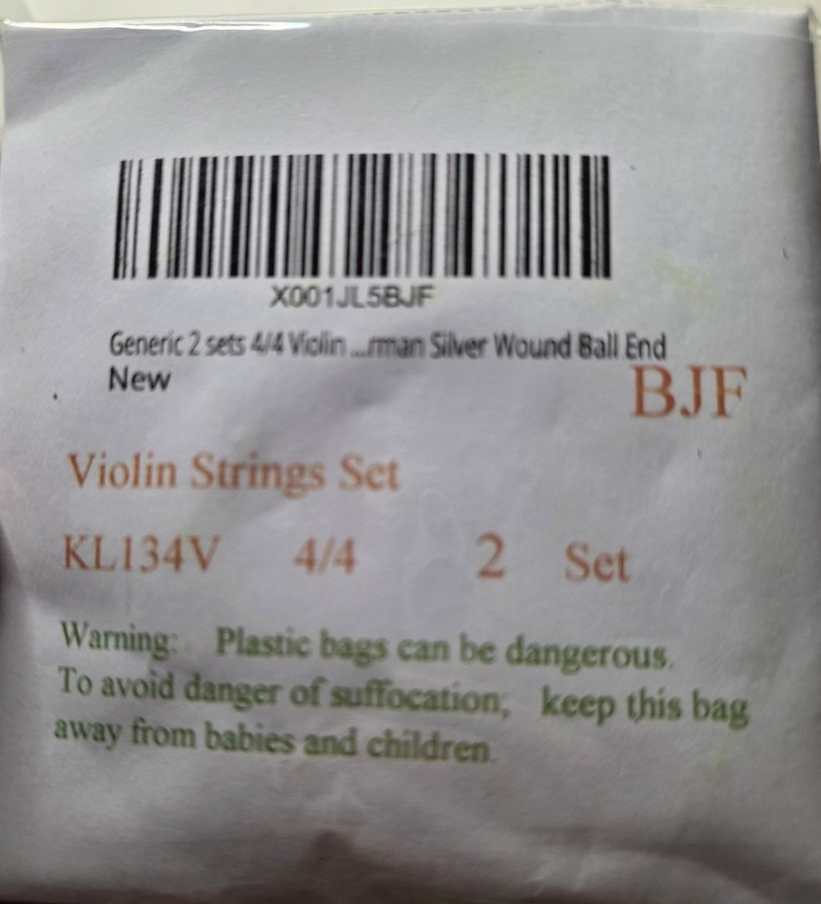 4/4 Violin Strings Unbranded QUANTITY 2 SET Silver Wound Ball End NEW