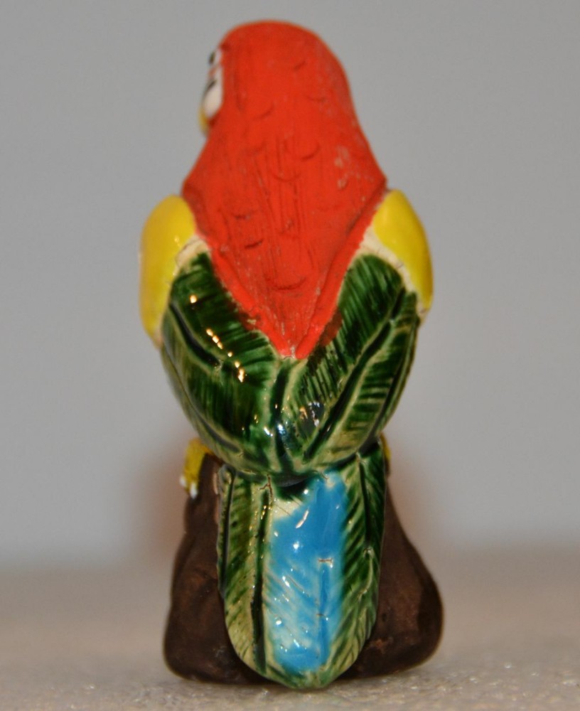 Tiny Red Parrot Ornament Sculpture 3.25" tall