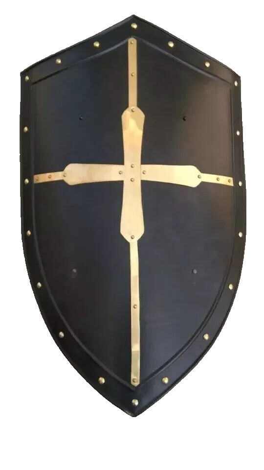 "Hand Forged Gothic Layered Steel Cross Shield - Medieval Battle Armor Shield |
