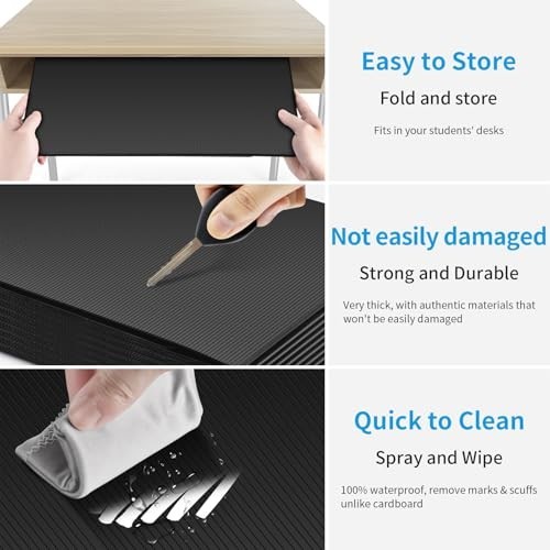 30 Pack Black Desk Dividers - Privacy Shields, Durable Waterproof Study Boards,