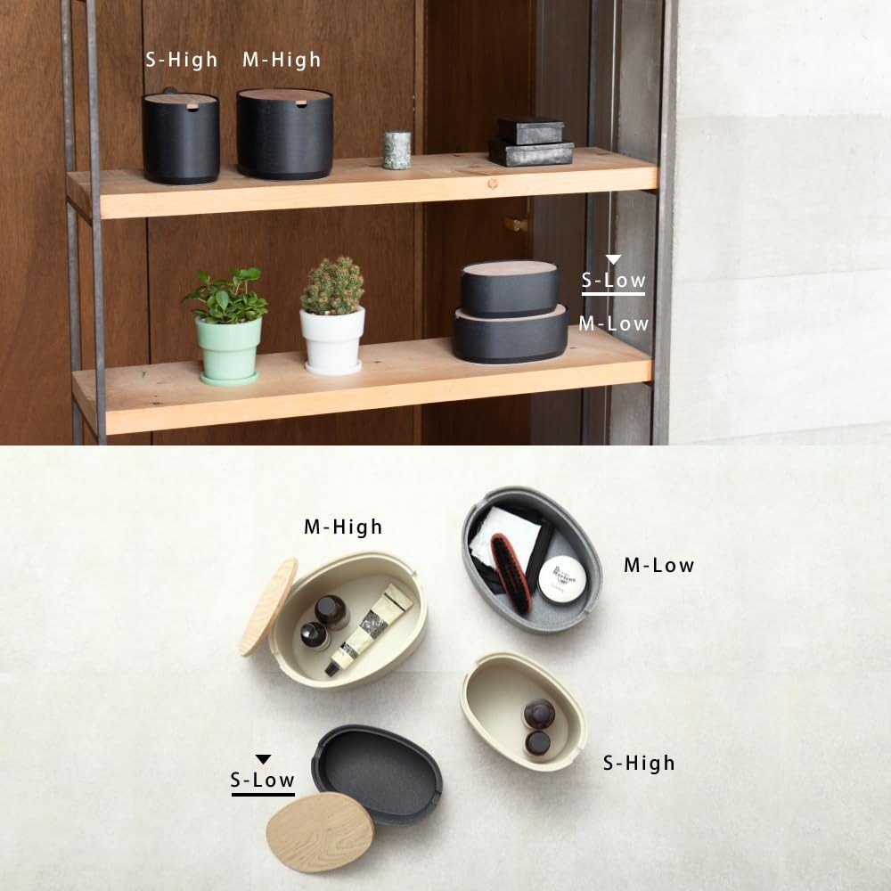 ideaco Oval Box S Low stone sand black