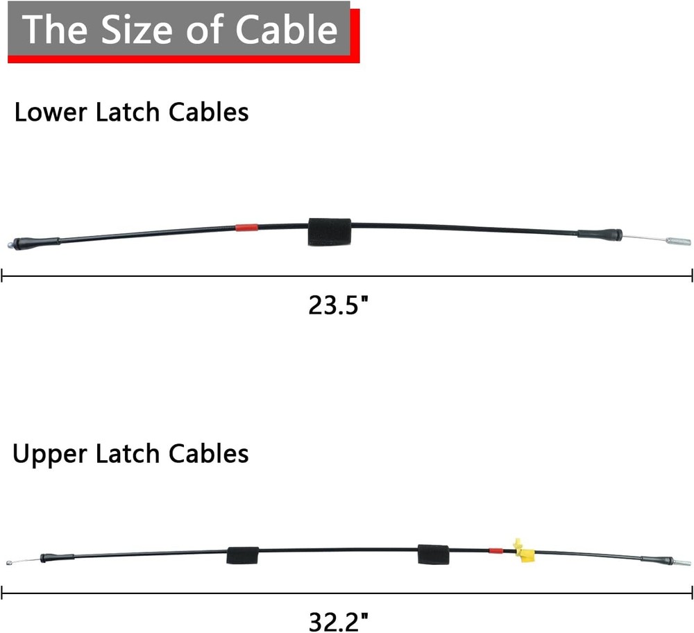 Rear Door Upper & Lower Latch Cables, Compatible with Left & Right Back Door Upp
