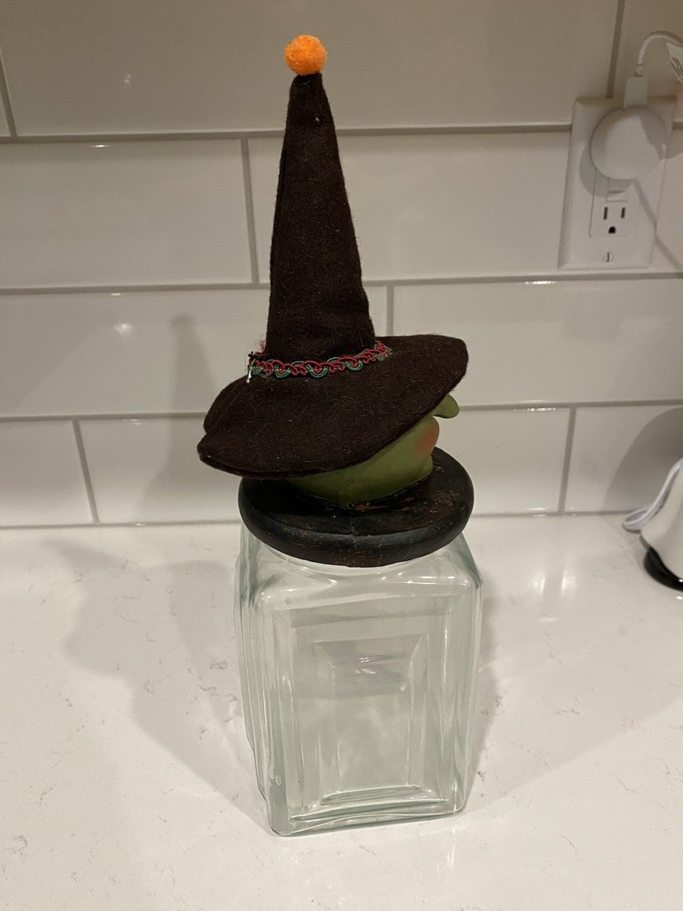 Vintage Halloween Witch Topper Jar