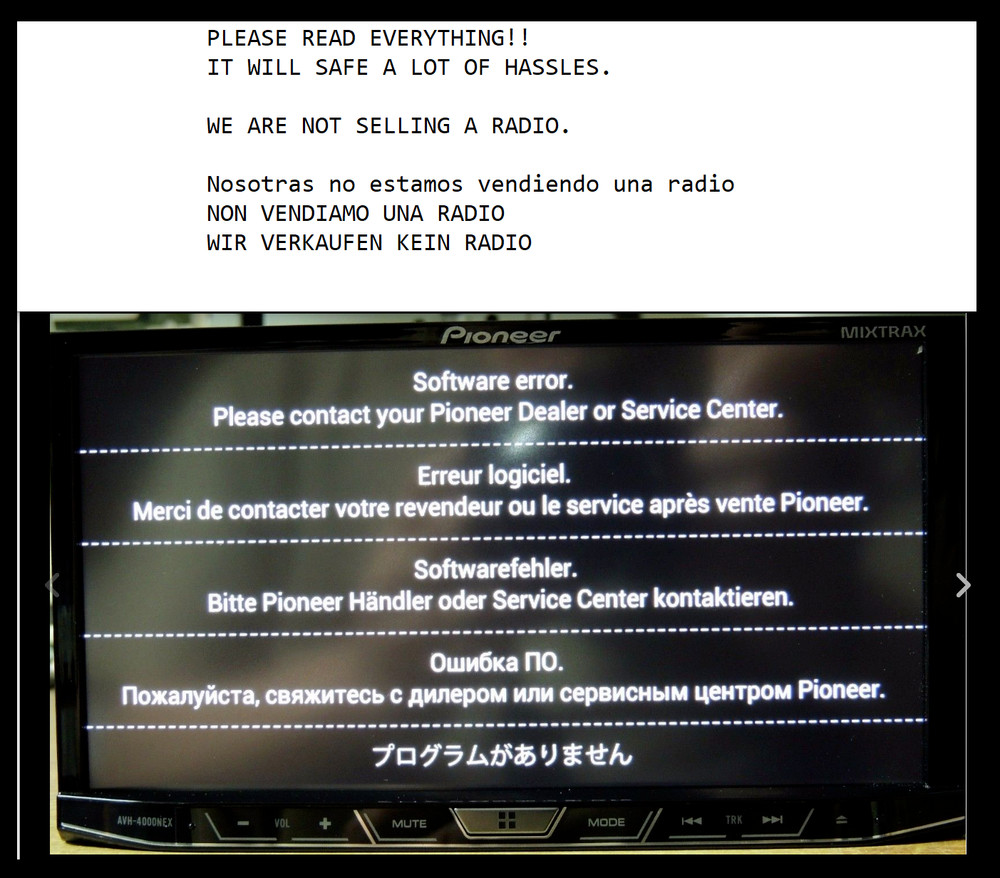 GENUINE PIONEER AVH-W4500NEX AVHW4500NEX SD CARD FIX SOFTWARE ERROR BOOT LOOP