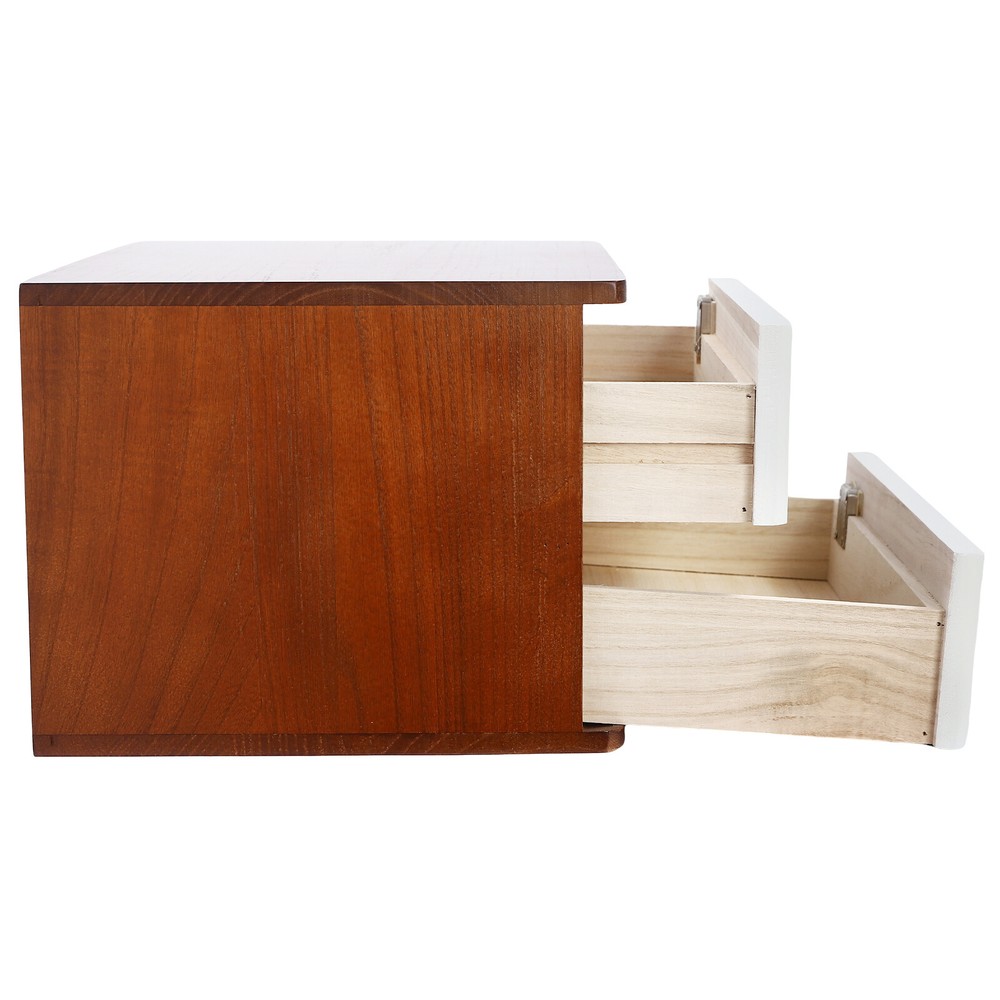 Wooden Desk Organizer with Lockable Drawer - 2-Tier Storage Solution
