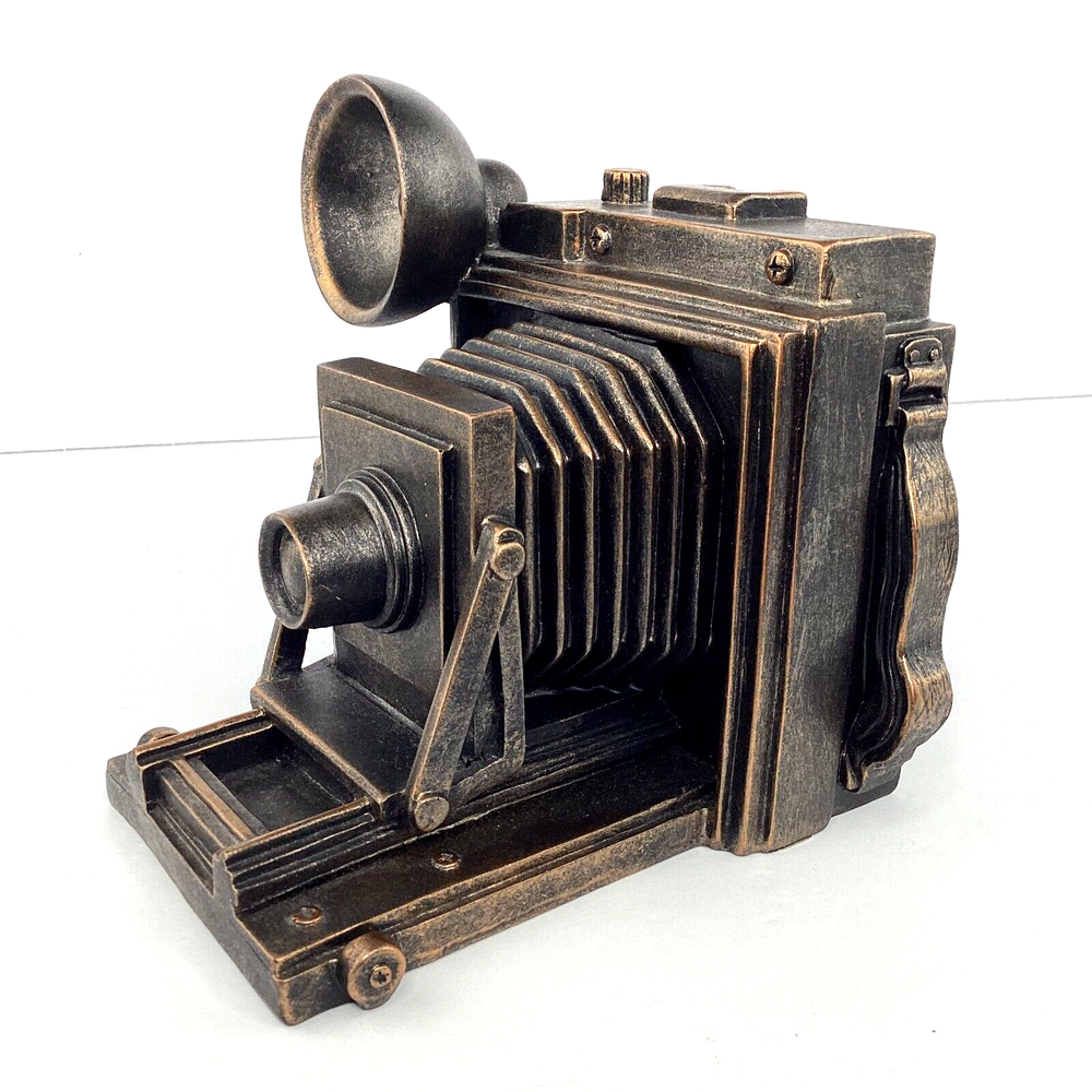 Bookend Camera Resin Bronze Color Photography Flash Folding Camera Replica