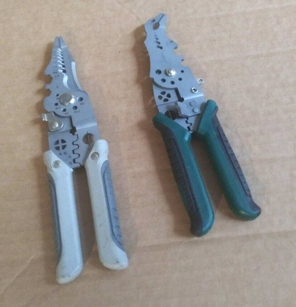 LOT OF 2 Multi-function Wire Strippers Electrical, 9-in-1 Wire Cutter