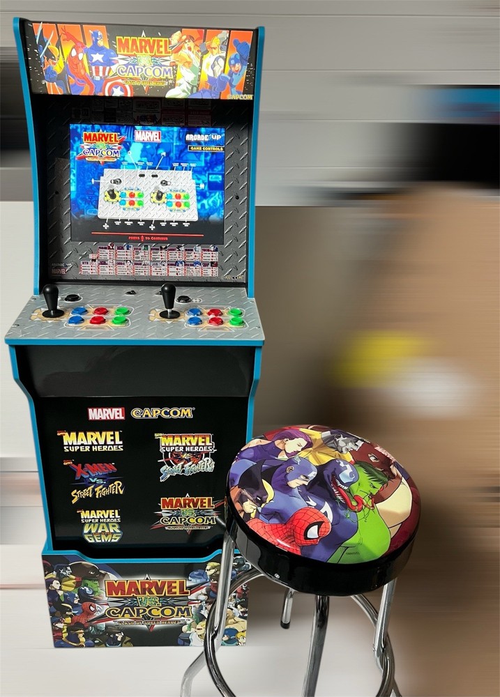 Arcade1UP Marvel vs Capcom Arcade With Riser/ Stool 🔥 GREAT CONDITIONS