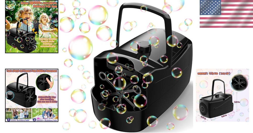 Bubble Machine, Automatic 18000+ Per Minute Big Bubbles Blower Maker for Kids...