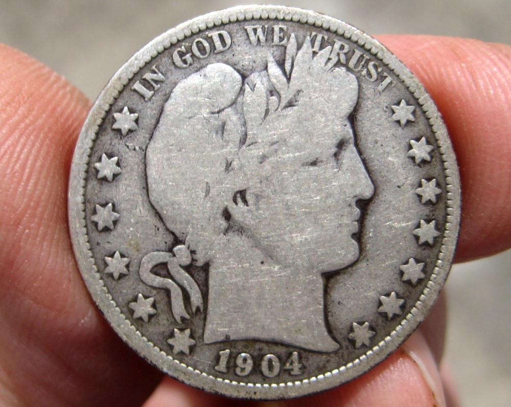 Nice ~ 1904-O BARBER Silver HALF DOLLAR ~ VG