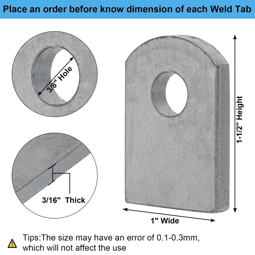 Weld on Tabs, Steel Shock Basic Tab, Flat Mount-Small 3/16" Thick