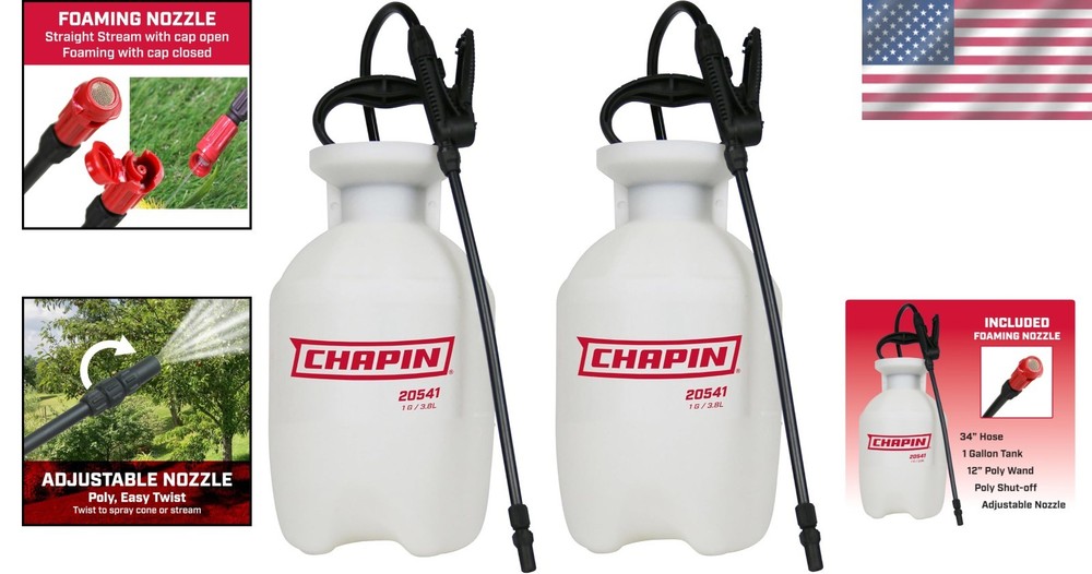 Ergonomic 2-Pack 1 Gallon Sprayers with Adjustable Nozzles - Garden Essential