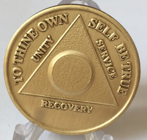 AA Alcoholics Anonymous Plain Front Bronze Medallion Chip Serenity Prayer Coin